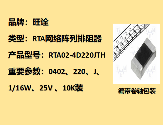 RTA網(wǎng)絡陣列排阻0402,22Ω,1/16W,10K裝